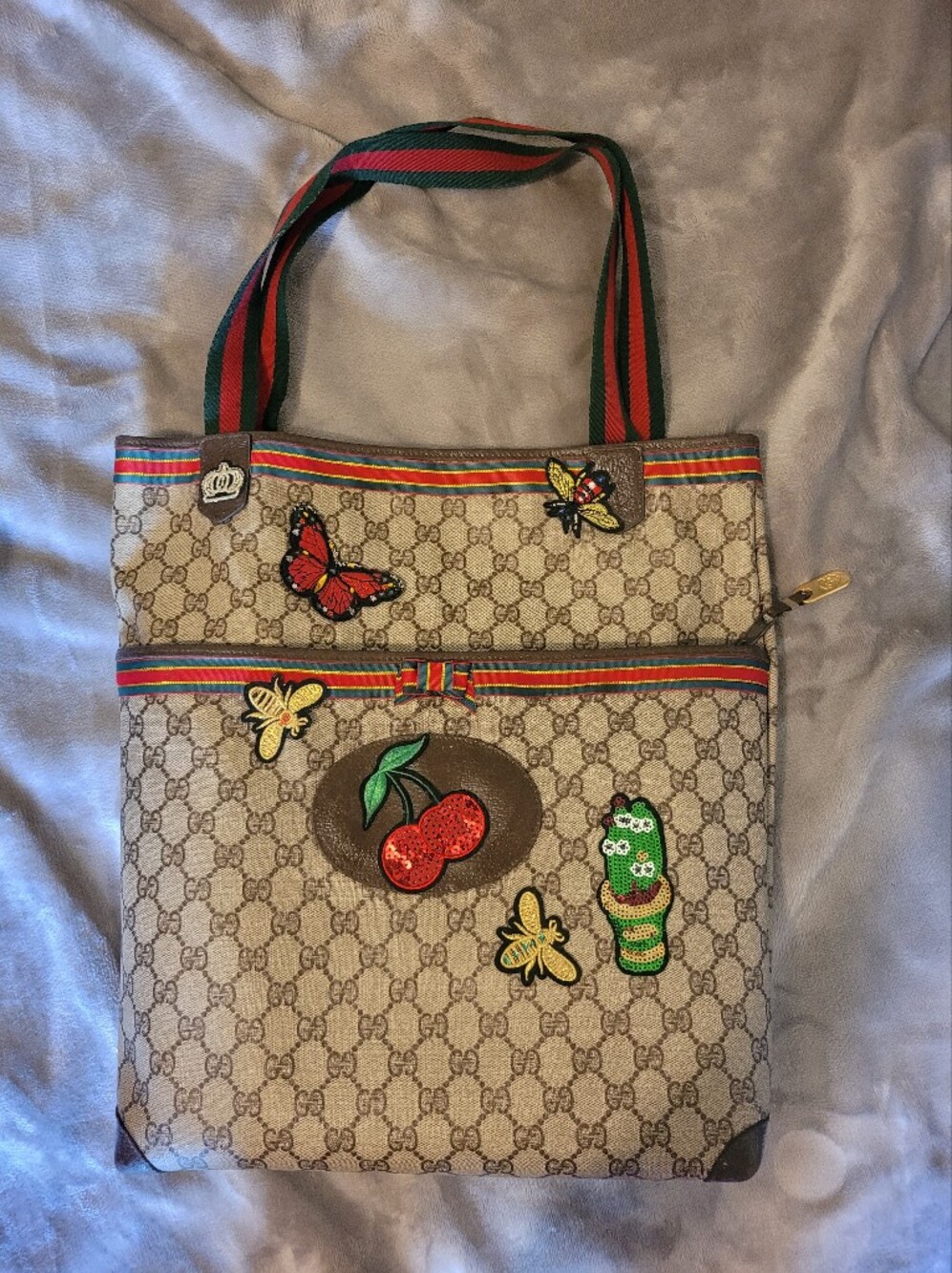 Gucci Vintage GG Supreme Web Stripe Tote Bag Italy